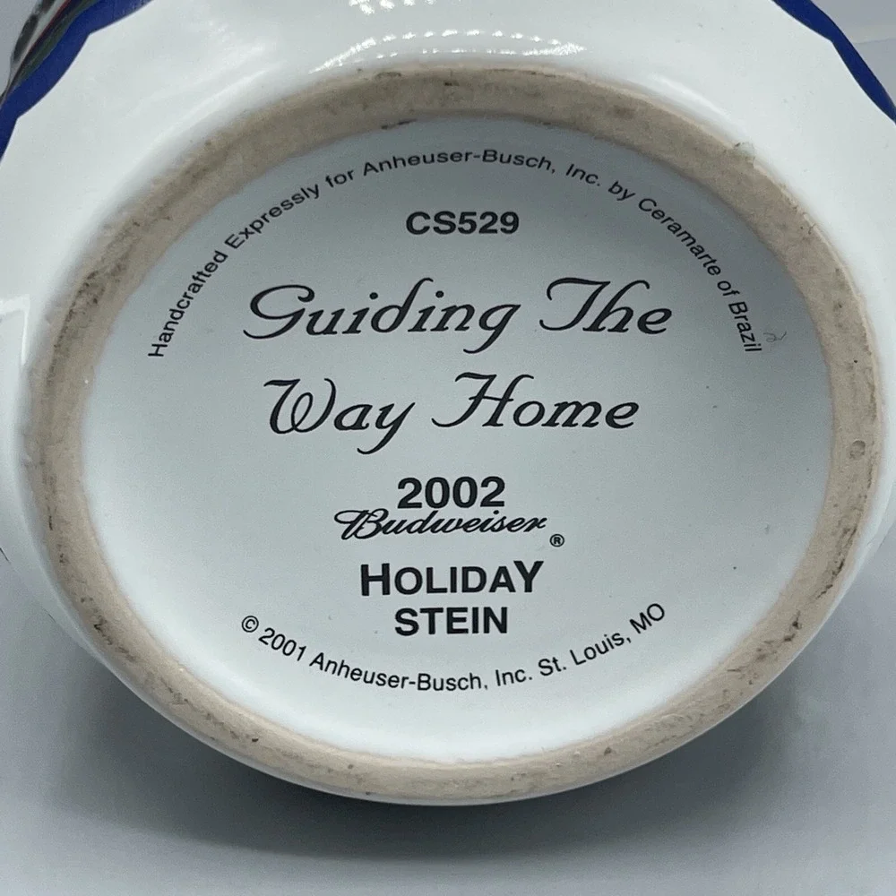 Vintage Budweiser‎ Stein Beer 2002 Guiding the Way Home Lighthouse Christmas